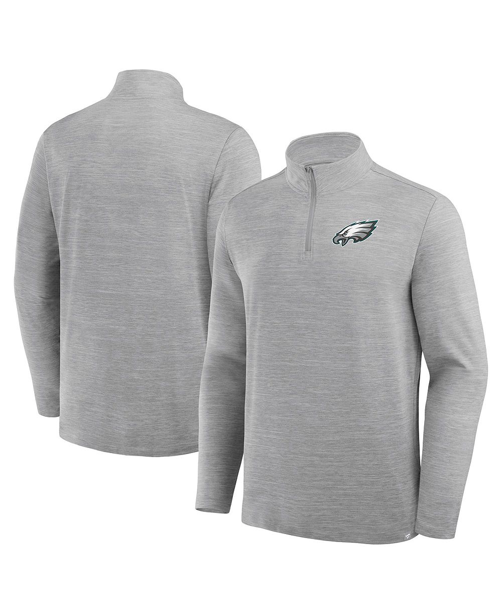 Fanatics Men's Heather Gray Philadelphia Eagles Clutch Quarter-Zip Pullover Sweatshirt