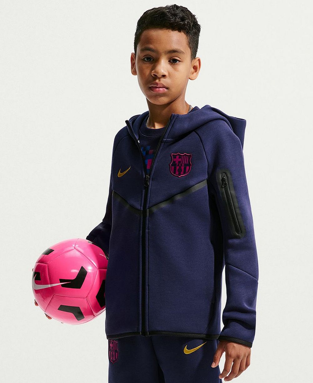 Худи Nike для мальчиков и девочек, темно-синее, Barcelona Tech Fleece Raglan
