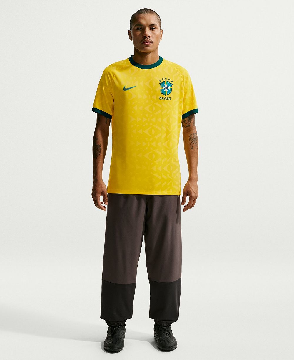 Nike Men's Yellow Brazil National Team Home Sublimated Dri-FIT Soccer Top
