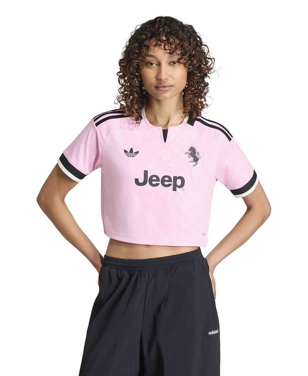 Женская укороченная реплика выездной джерси Juventus 2026/27 от adidas розового цвета