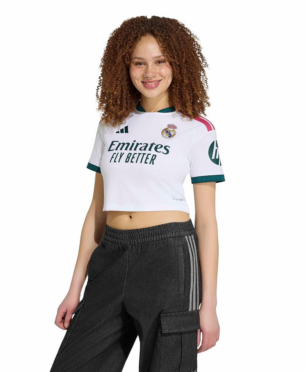 Adidas женская укороченная реплика домашней джерси Real Madrid 2026/27, белая