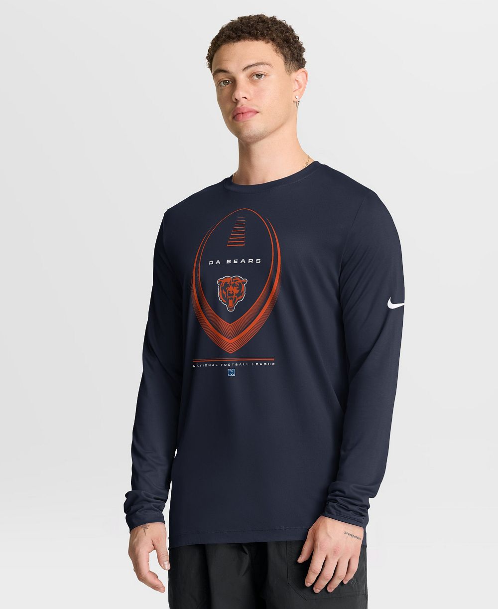 Nike мужская темно-синяя футболка с длинным рукавом Chicago Bears Legend Icon Dri-FIT