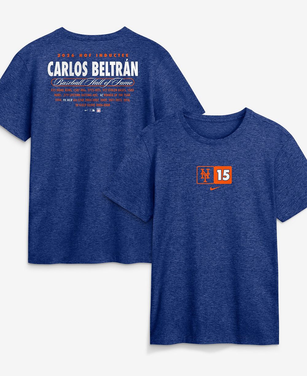Мужская футболка Nike Carlos Beltran Royal New York Mets 2026 Hall of Fame Stats Name Number