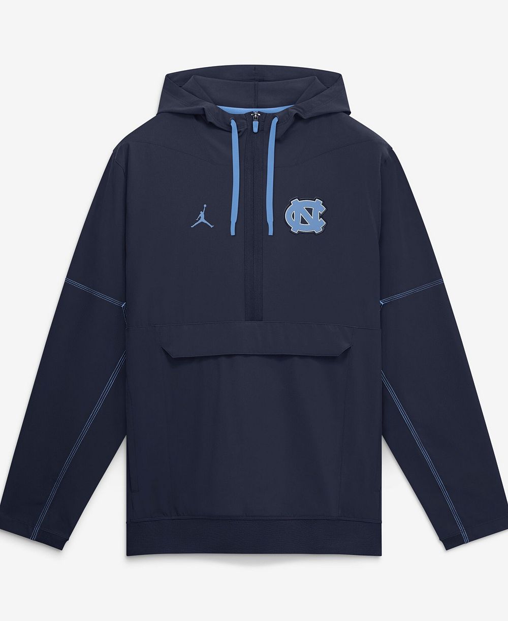 Jordan мужская темно-синяя анорака с полузастежкой North Carolina Tar Heels 2026 Sideline