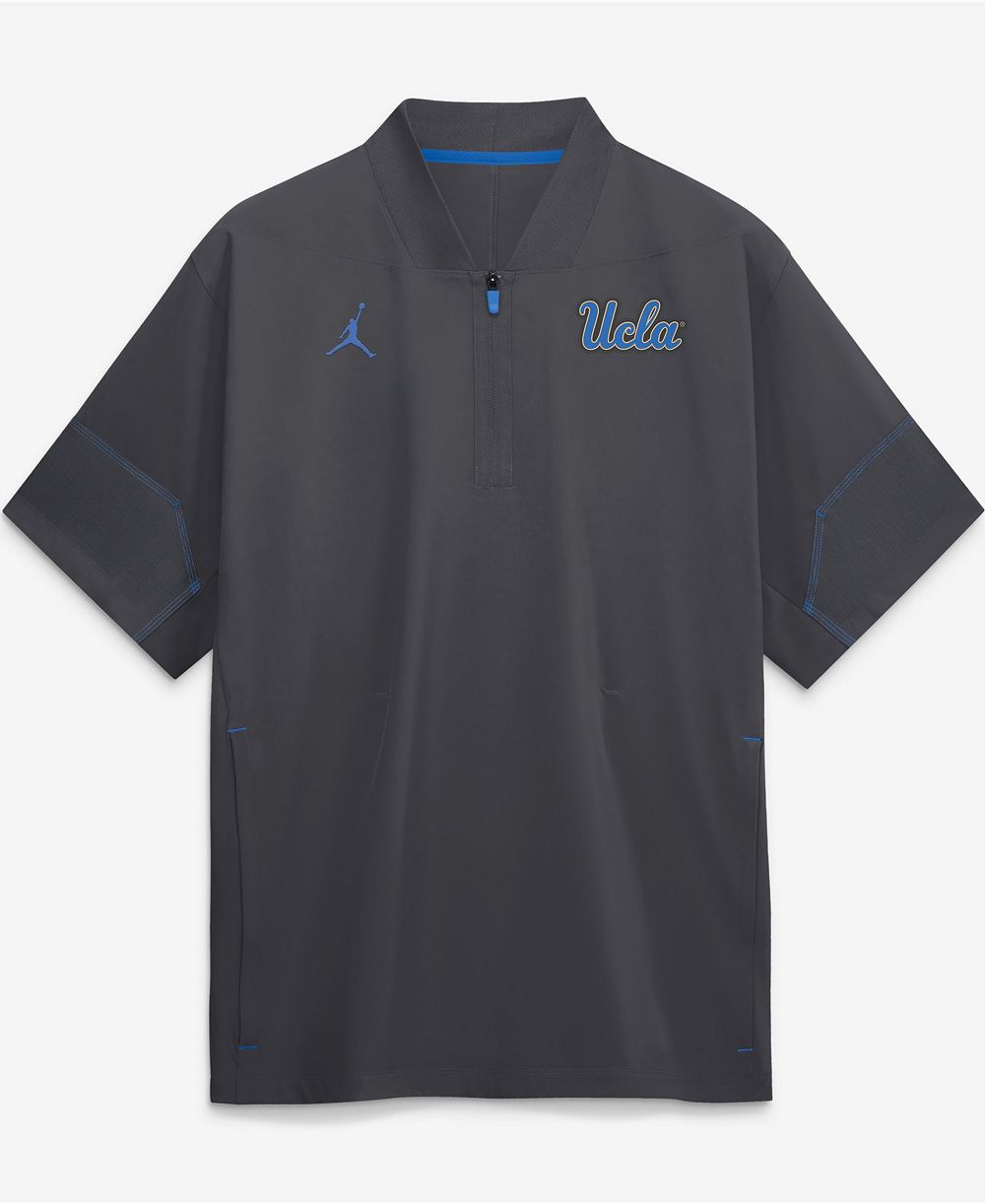 Jordan Men's Anthracite UCLA Bruins 2026 Sideline Short Sleeve Quarter-Zip Coaches Jacket