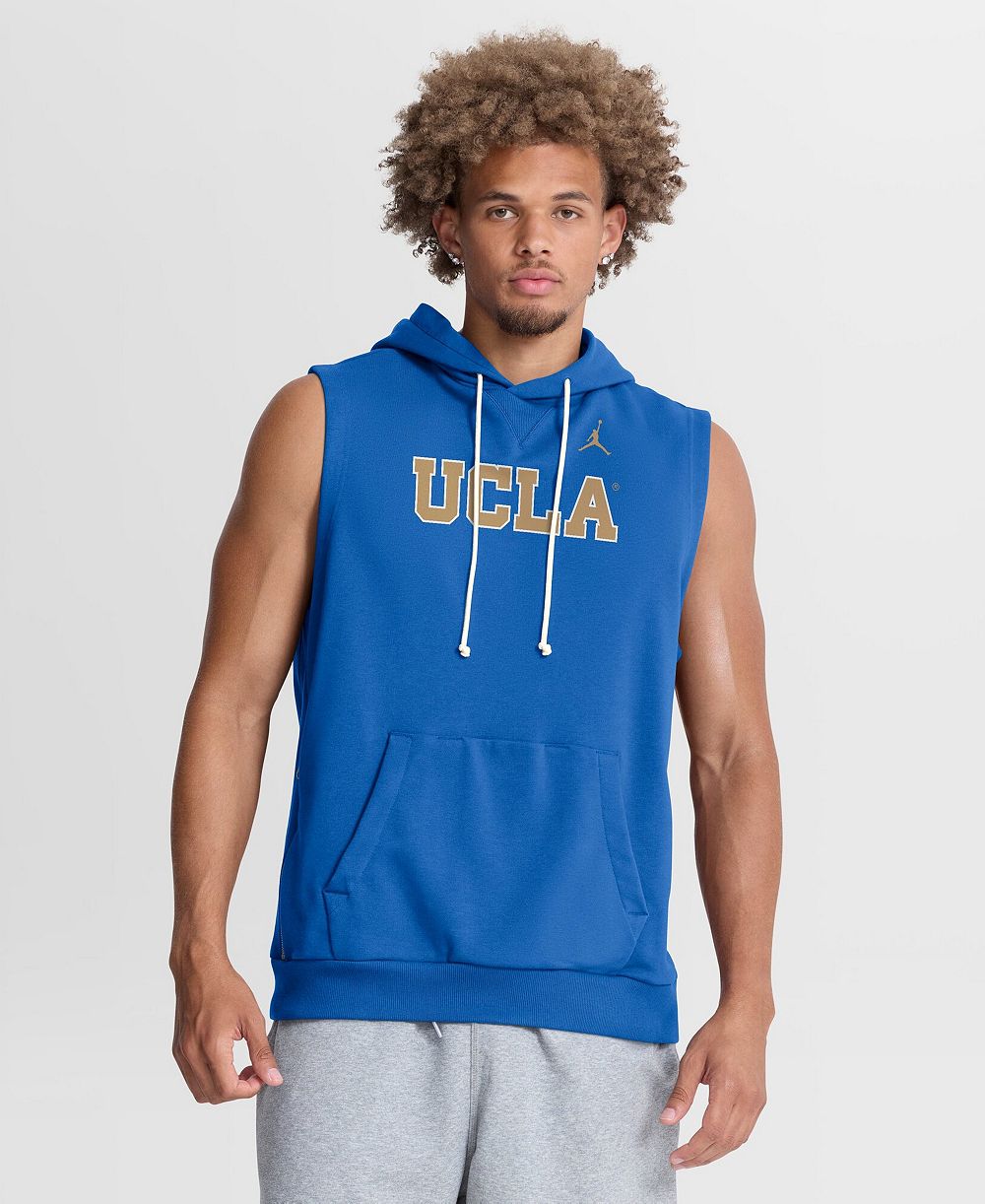 Мужская толстовка-худи Jordan без рукавов с технологией Dri-FIT, синий цвет UCLA Bruins 2026 Sideline