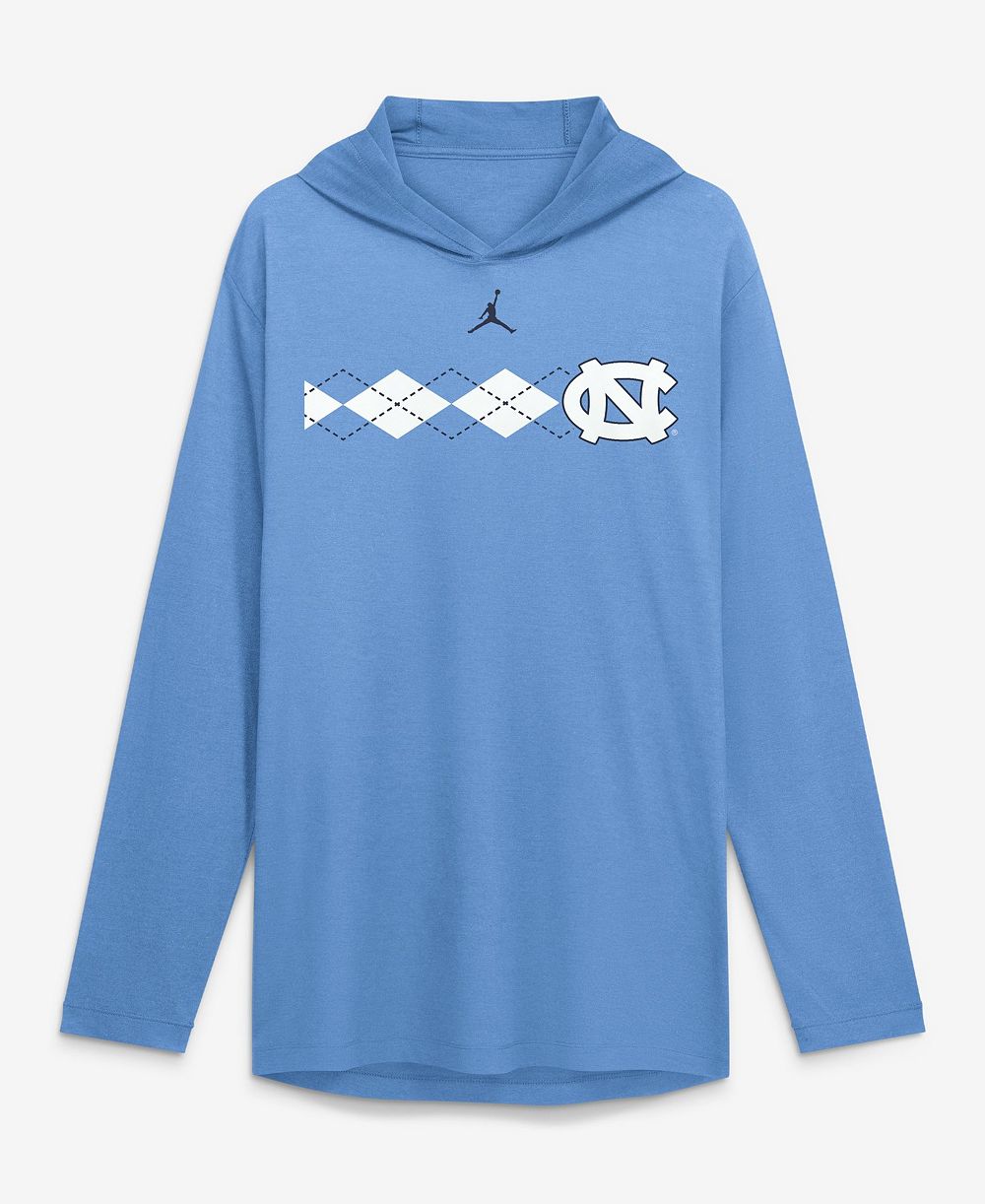 Мужская длинная рукава толстовка-худи Jordan с принтом Carolina Blue North Carolina Tar Heels и технологией Dri-FIT