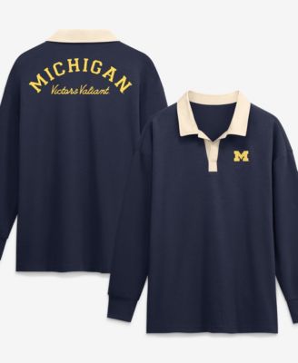Женская поло-рубашка с длинным рукавом и V-образным вырезом Jordan Nike Navy Michigan Wolverines Dri-FIT