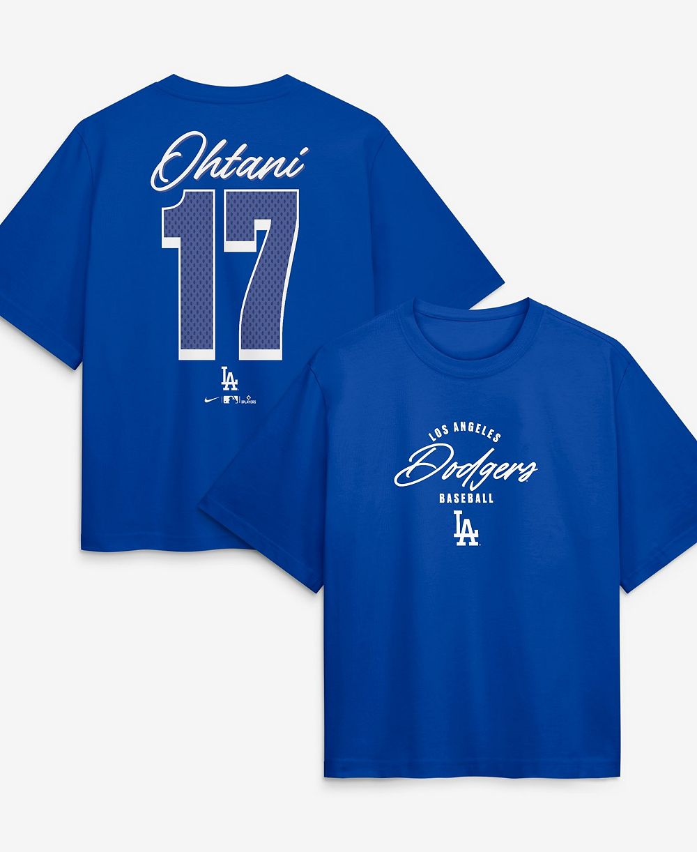 Женская футболка Nike с именем и номером Shohei Ohtani, цвет Royal, Los Angeles Dodgers, Premium Essentials, оверсайз
