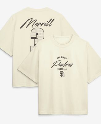 Nike Женские Jackson Merrill Cream San Diego Padres Premium Essentials коробчатая имя номер футболка