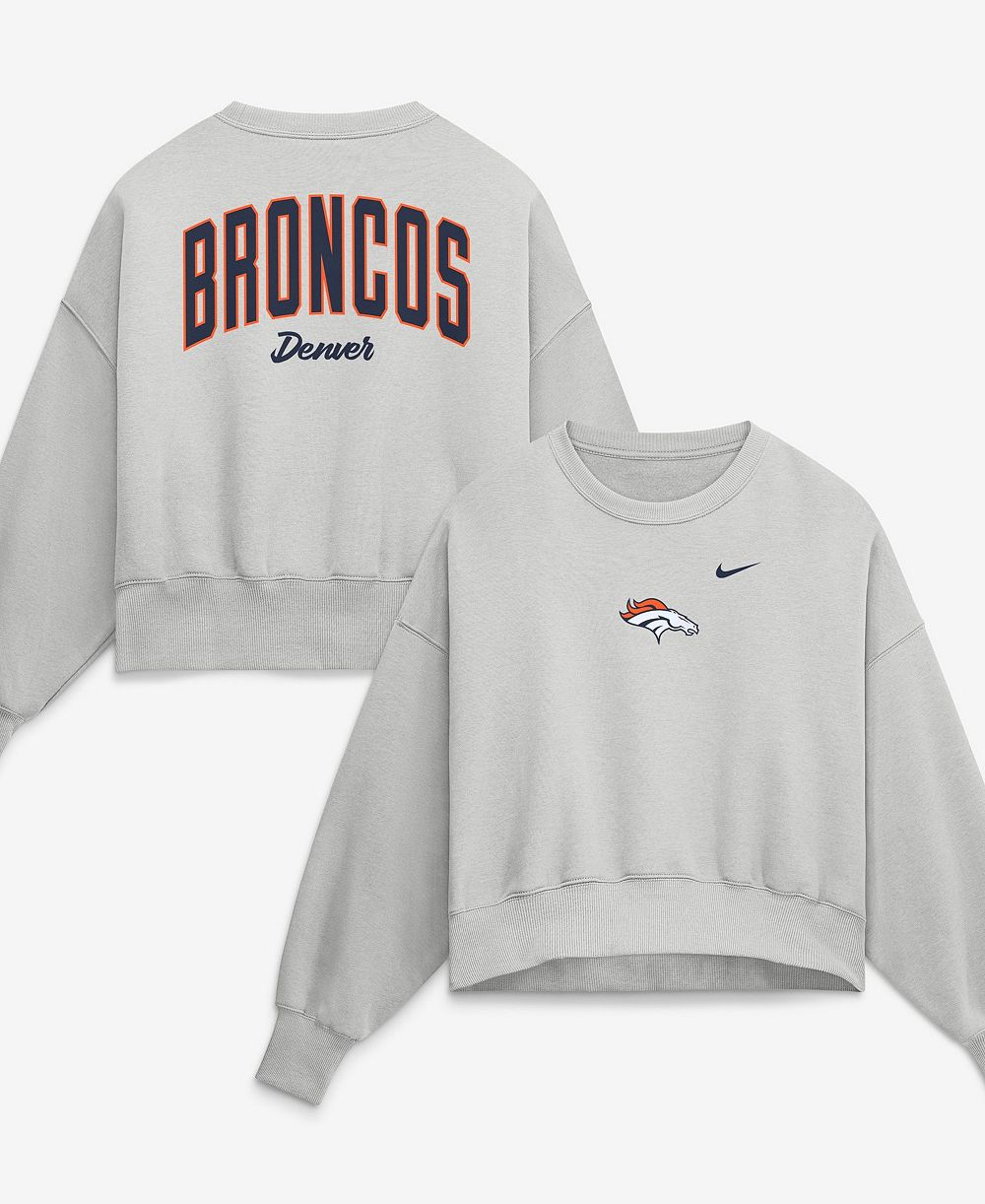 Женская толстовка Nike Gray Denver Broncos Oversized Primetime Phoenix Fleece