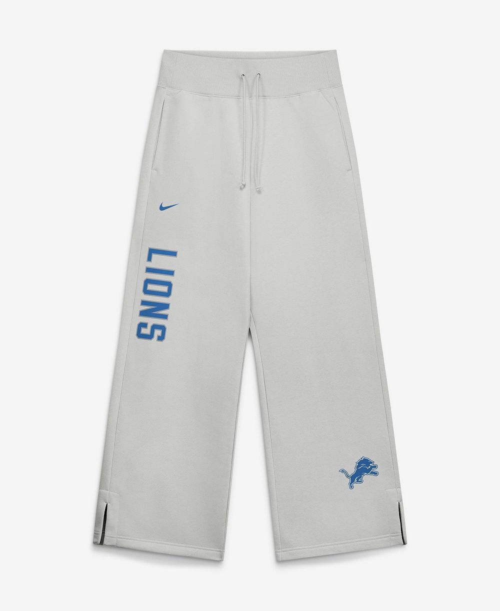 Nike Women's Gray Detroit Lions Primetime Phoenix Fleece Wide-Leg Sweatpants