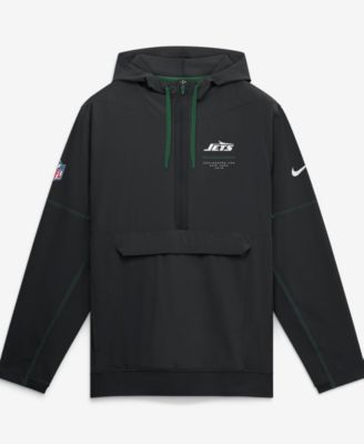 Nike Men's Black New York Jets Sideline Logo Glory Anorak Half-Zip Hoodie