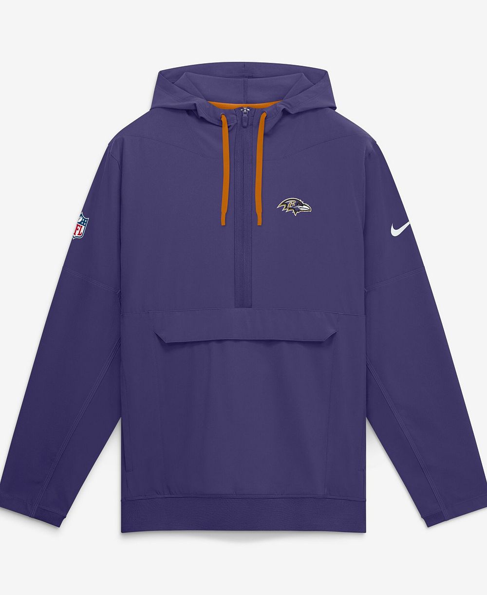 Мужское худи Nike Baltimore Ravens Sideline Broken Rules Alternate Anorak Half-Zip с фиолетовым оттенком