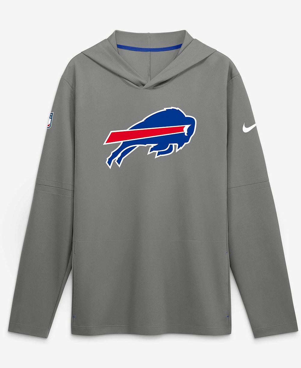 Nike Men's Gray Buffalo Bills Sideline Alternate Lightweight Long Sleeve Hooded Dri-FIT T-Shirt