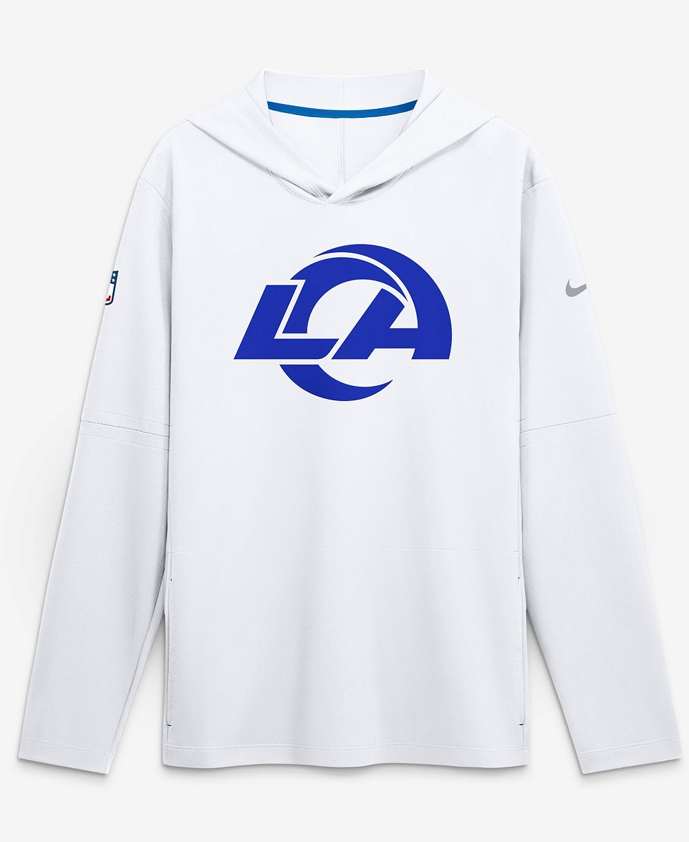 Мужская легкая худи Nike с длинным рукавом и капюшоном Dri-FIT, белая, для скамейки запасных «Лос-Анджелес Рэмс»