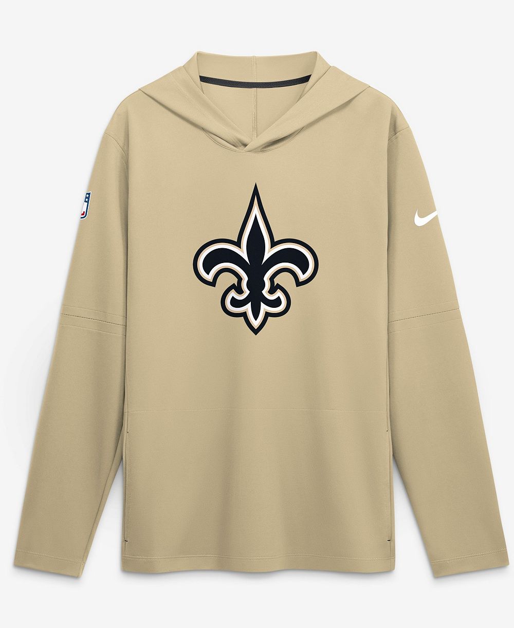 Мужская футболка Nike New Orleans Saints Sideline Alternate Lightweight Dri-FIT с длинным рукавом и капюшоном