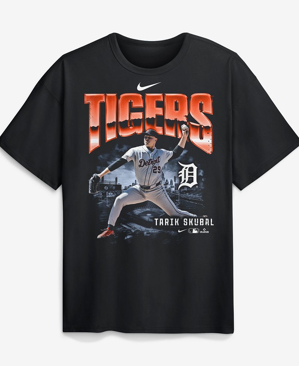 Мужская футболка Nike Tarik Skubal Black Detroit Tigers Enlarged Player Graphic Max90 Heavyweight