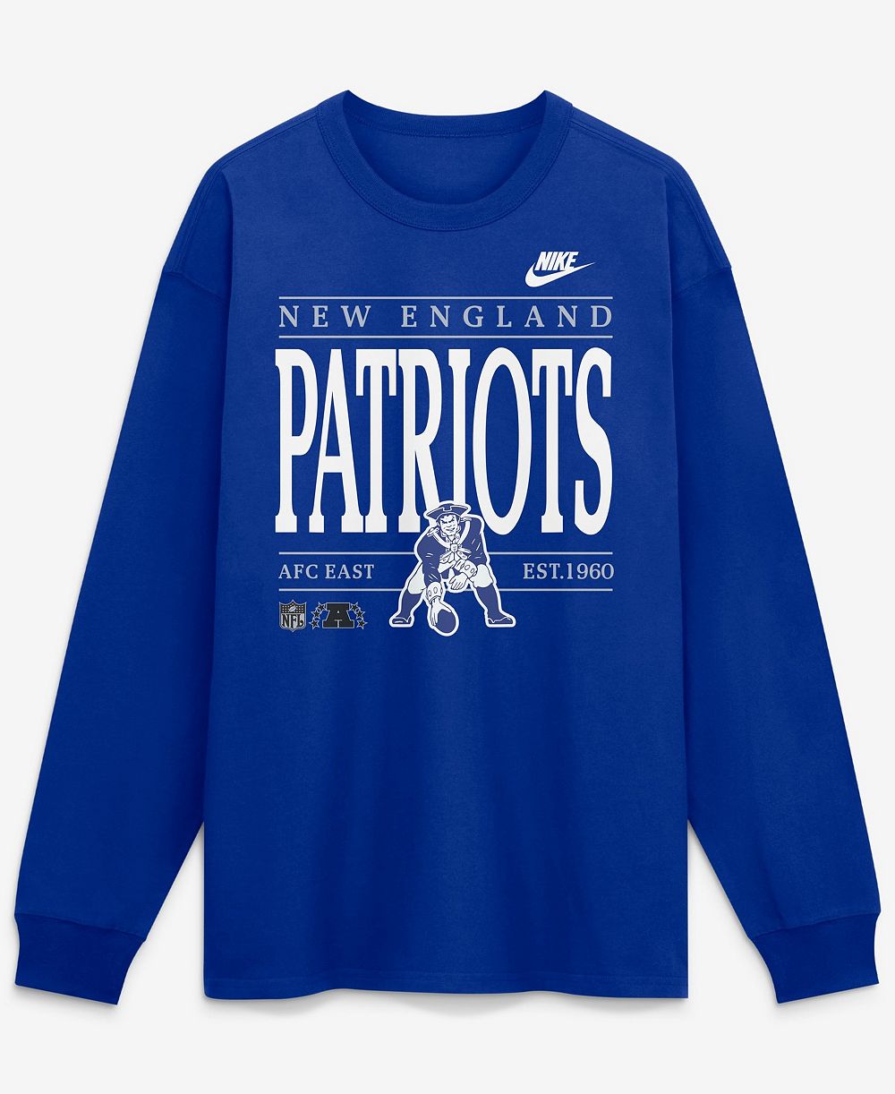 Nike мужская футболка New England Patriots Red Zone с длинным рукавом, королевского синего и красного цвета
