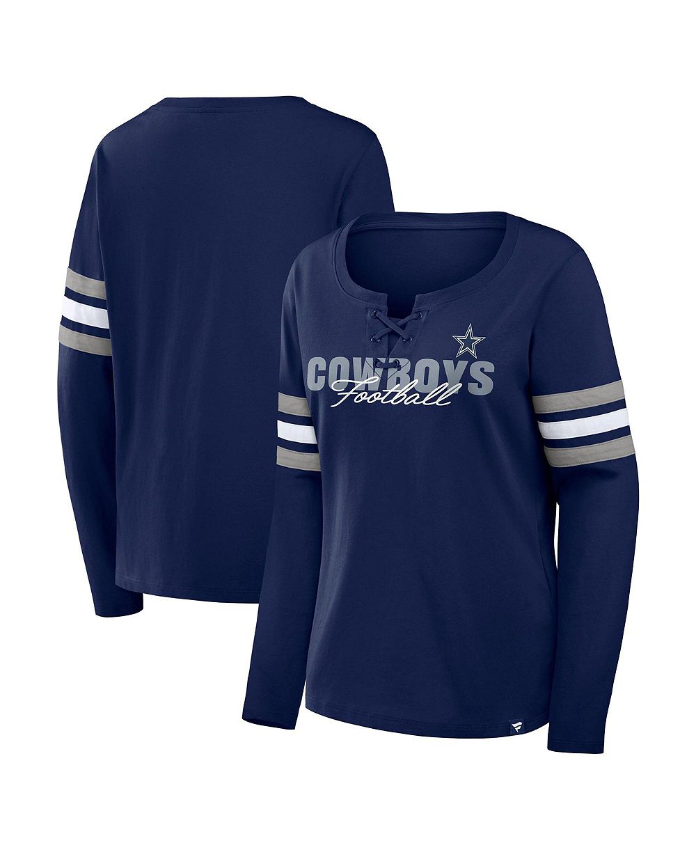 Fanatics женская темно-синяя футболка с длинным рукавом и шнуровкой Dallas Cowboys Team First Coverage Scheme