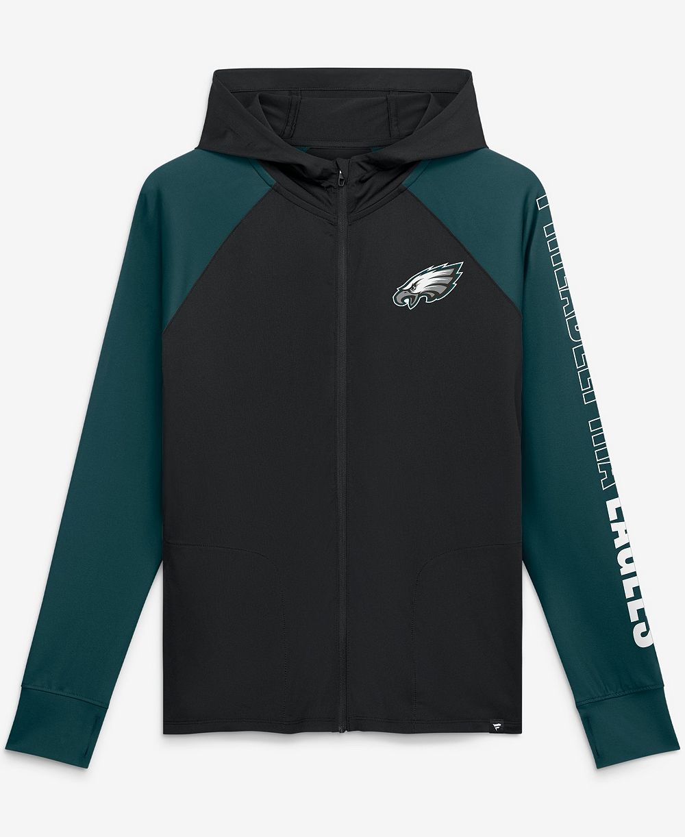 Женское худи Fanatics с полным zipper и рукавами реглан Cornerback Blitz Philadelphia Eagles цвета черный/полуночно-зеленый