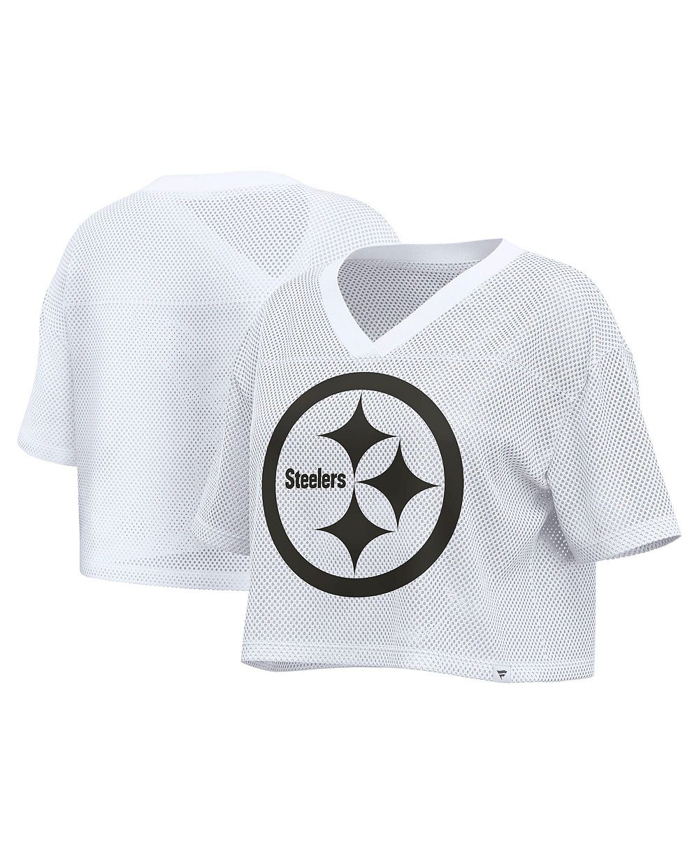 Fanatics женская белая футболка Pittsburgh ST-Shirtlers оверсайз из сетки с укороченным V-образным вырезом