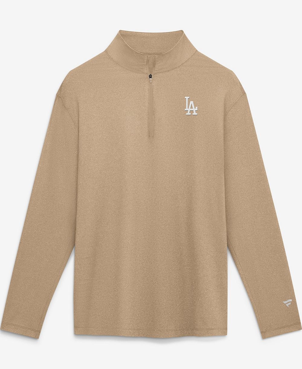 Fanatics Мужской Khaki Los Angeles Dodgers Clutch Quarter-Zip Pullover Sweatshirt