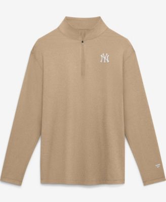 Fanatics Men's Khaki New York Yankees Clutch Quarter-Zip Pullover Sweatshirt