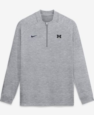 Nike мужской трикотажный свитшот с наполовину застегивающимся воротником Par Raglan, цвет серый, логотип Michigan Wolverines, технология Therma-FIT