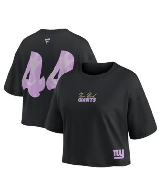 Fanatics Women's Cam Skattebo Black New York Giants Fashion Cropped T-Shirt