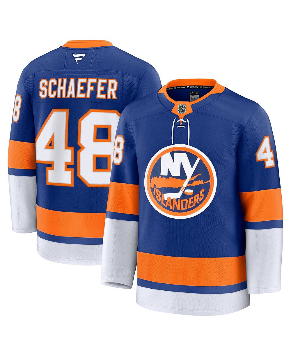 Мужская премиальная реплика домашней игровой джерси New York Islanders синего цвета, имя Мэтью Шаффер, бренд Fanatics