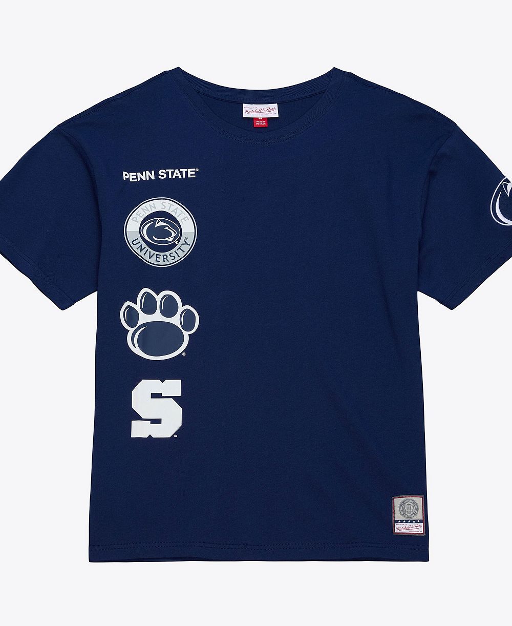 Mitchell & Ness мужская премиальная футболка с двойным клапаном Penn State Nittany Lions темно-синего цвета