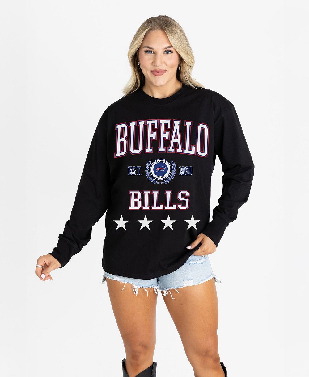 Gameday Couture женская черная свободная повседневная футболка Buffalo Bills с длинными рукавами и звездным принтом