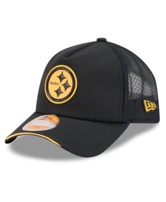 New Era Men's Black Pittsburgh Steelers 2026 Sideline Apex 9FORTY Adjustable Trucker Hat