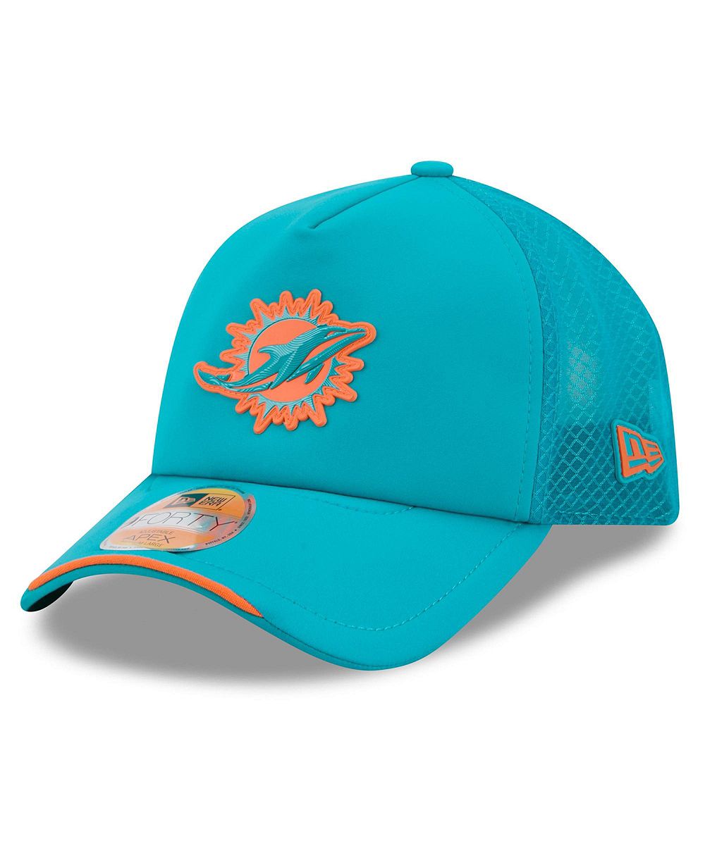 New Era Мужская аквамариновая кепка Miami Dolphins 2026 Sideline Apex 9FORTY с регулируемым размером