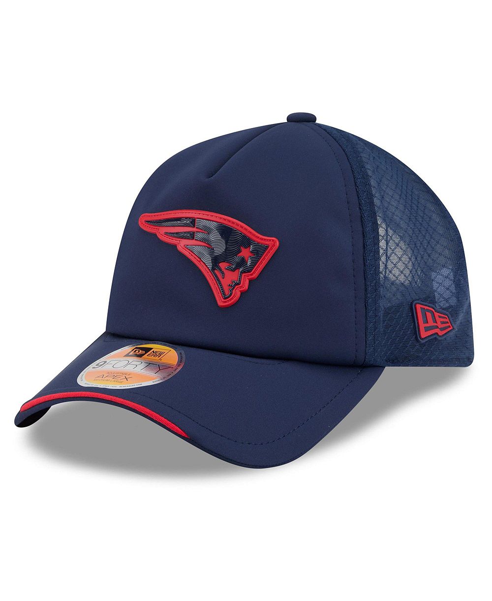 New Era Men's Navy New England Patriots 2026 Sideline Apex 9FORTY Adjustable Trucker Hat