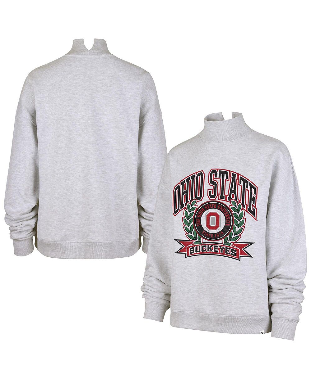 Женская серая толстовка '47 Brand с воротником-стойкой и логотипом Ohio State Buckeyes Laurel Arch