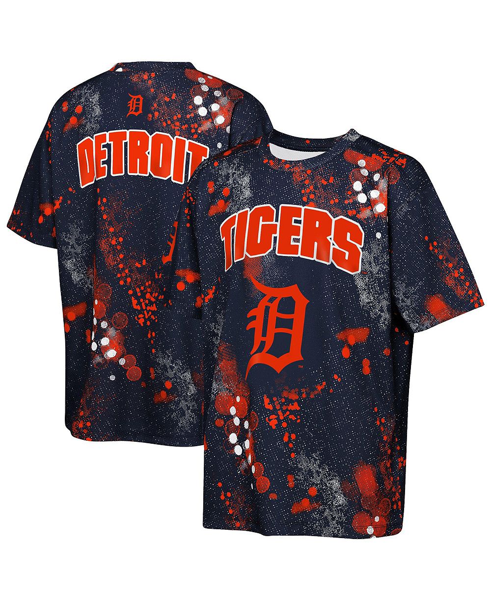 Детская футболка Outerstuff Stadium Lights Y2 Tech Detroit Tigers цвета темно-синий для мальчиков и девочек