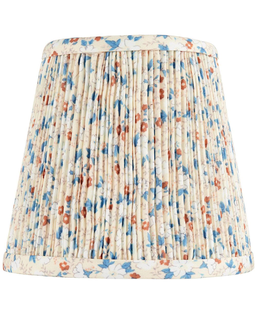 Springcrest Lamp Shade Replacement Small Blue Red Leaf Shirred Pleated Clip On Candelabra, 4" Top x 6" Bottom x 5 1/2" High