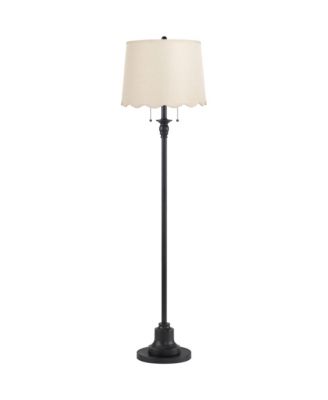 Possini Euro Design Dyna 58" High Black and Cream Scalloped Shade 2-Light Floor Lamp