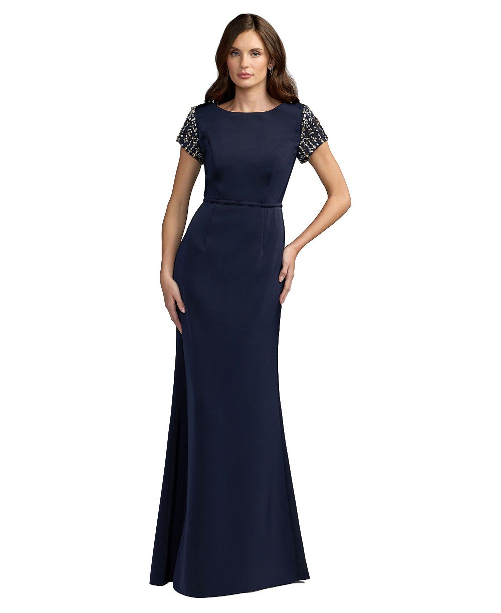 Mac Duggal женское вечернее платье-карандаш с декором, без рукавов, из крепа