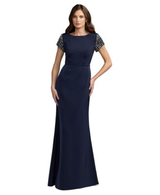 Mac Duggal женское вечернее платье-карандаш с декором, без рукавов, из крепа