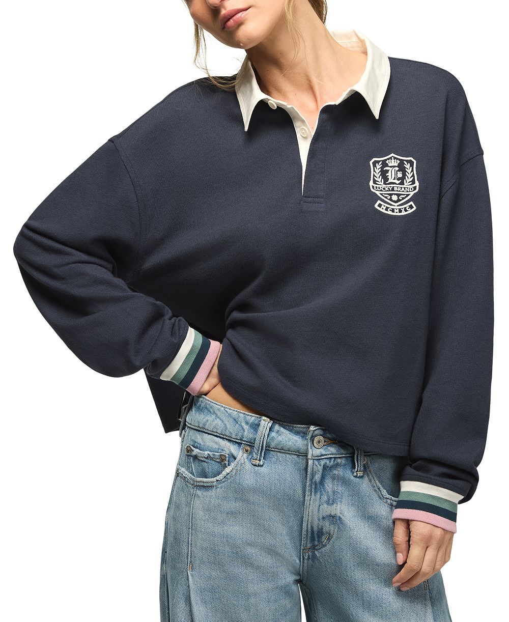 Lucky Brand женская поло-рубашка с длинным рукавом в полоску