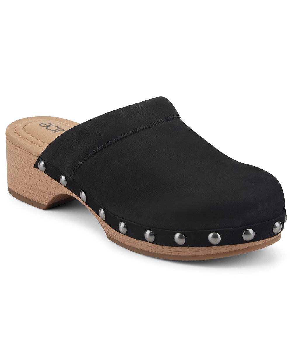 Earth Women's Kimber Leather Studded Block Heel Clogs
