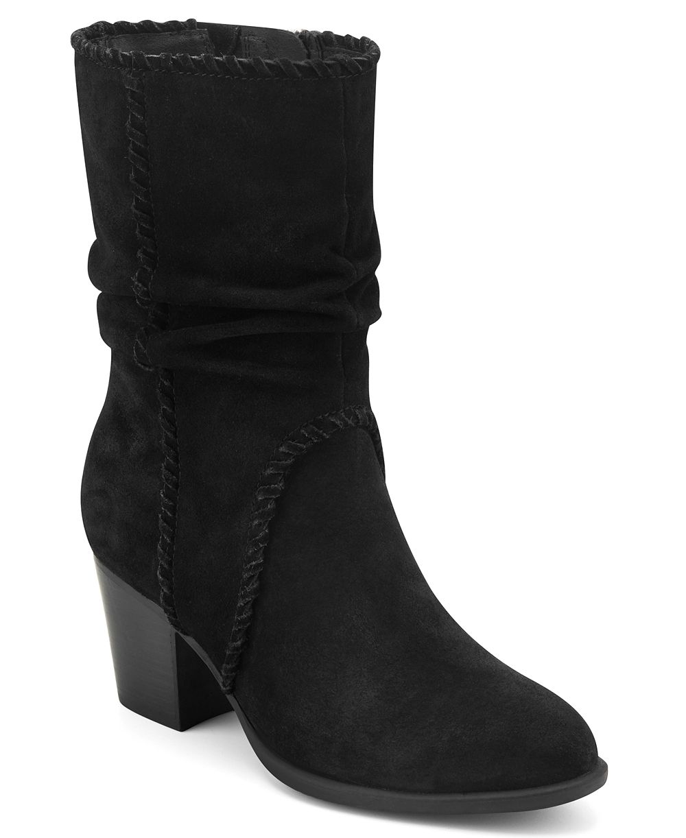 Earth Women's Venla Suede Slouch Whipstitch Block Heel Boots
