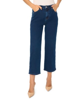 CeCe Women's High-Waisted Scallop-Detail Straight Jeans