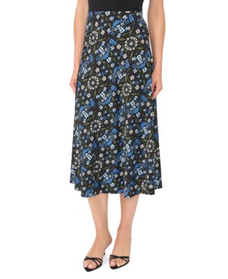 CeCe Women's Bias High-Waisted A-Line Floral Midi Skirt