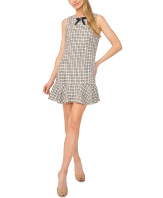 CeCe Women's Plaid Tweed Ruffle-Hem Shift Dress