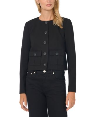 CeCe Women's Lady Long-Sleeve Cropped Patch-Pocket Jacket