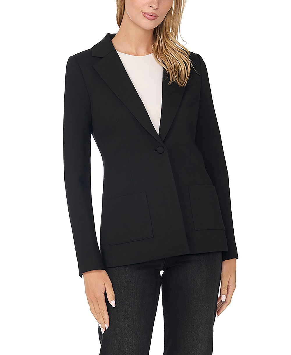 CeCe Women's Stretch Single-Breasted Blazer With Patch Pockets